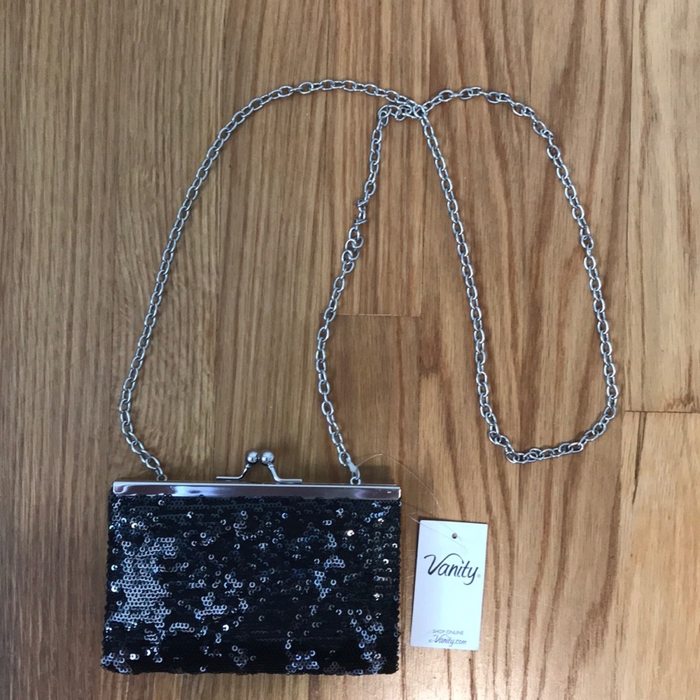 NWT Black sequin clutch